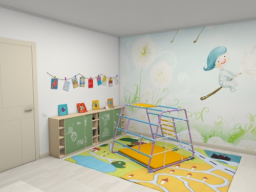 Дизайн детской комнаты со шведской стенкой Babybarz